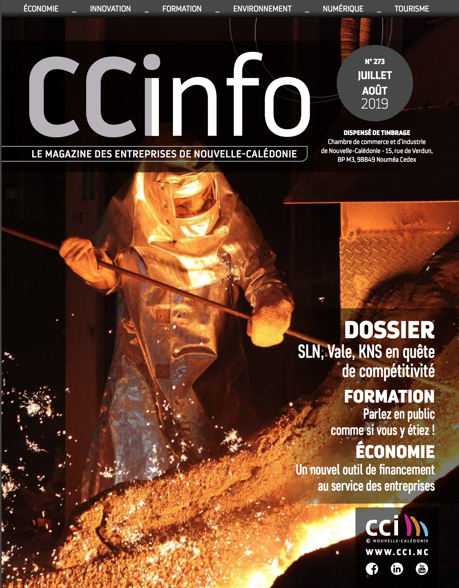 Dernier numéro de CCI Info numéro 273 juillet/août 2019 Nouvelle-Calédonie